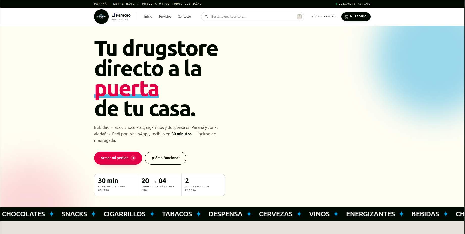 Screenshot of Drugstore El Paracao - Plataforma Web para Pedidos Online