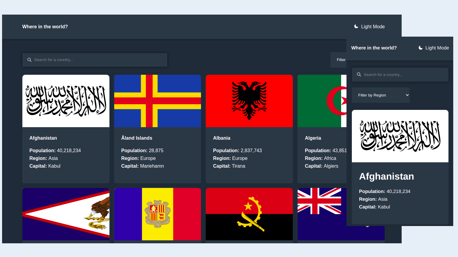 Screenshot of REST Countries API